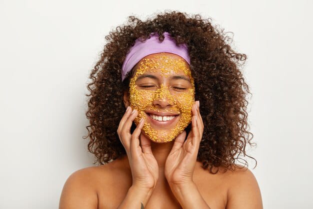 beutiful girl applied turmeric