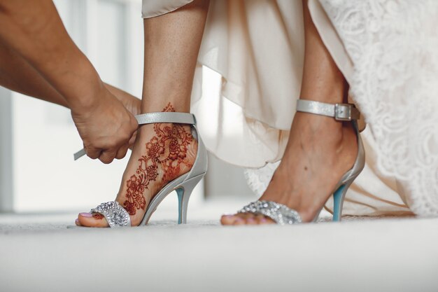 Bride with block heels