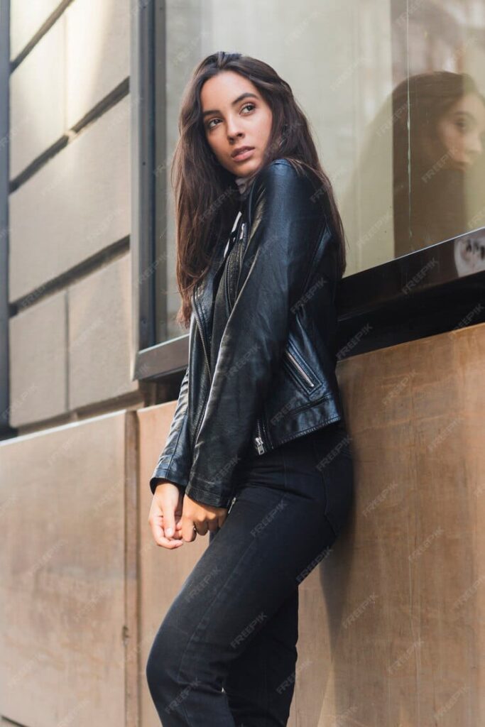 beautiful girl posing on street