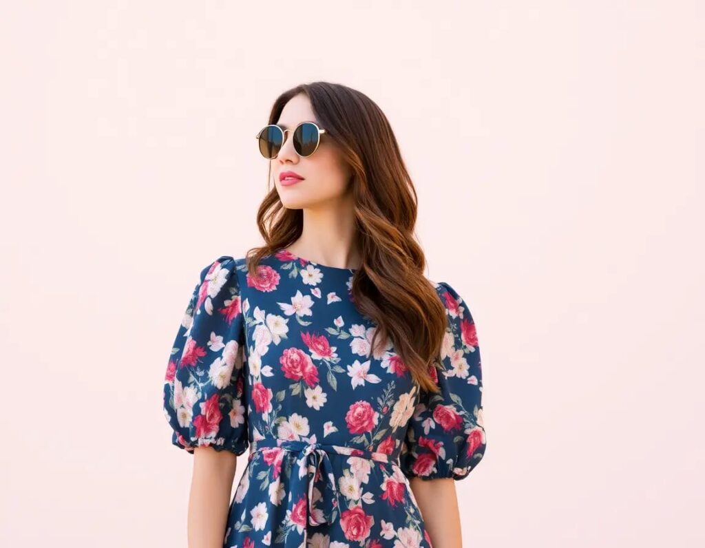 floral dress with puff sleeves