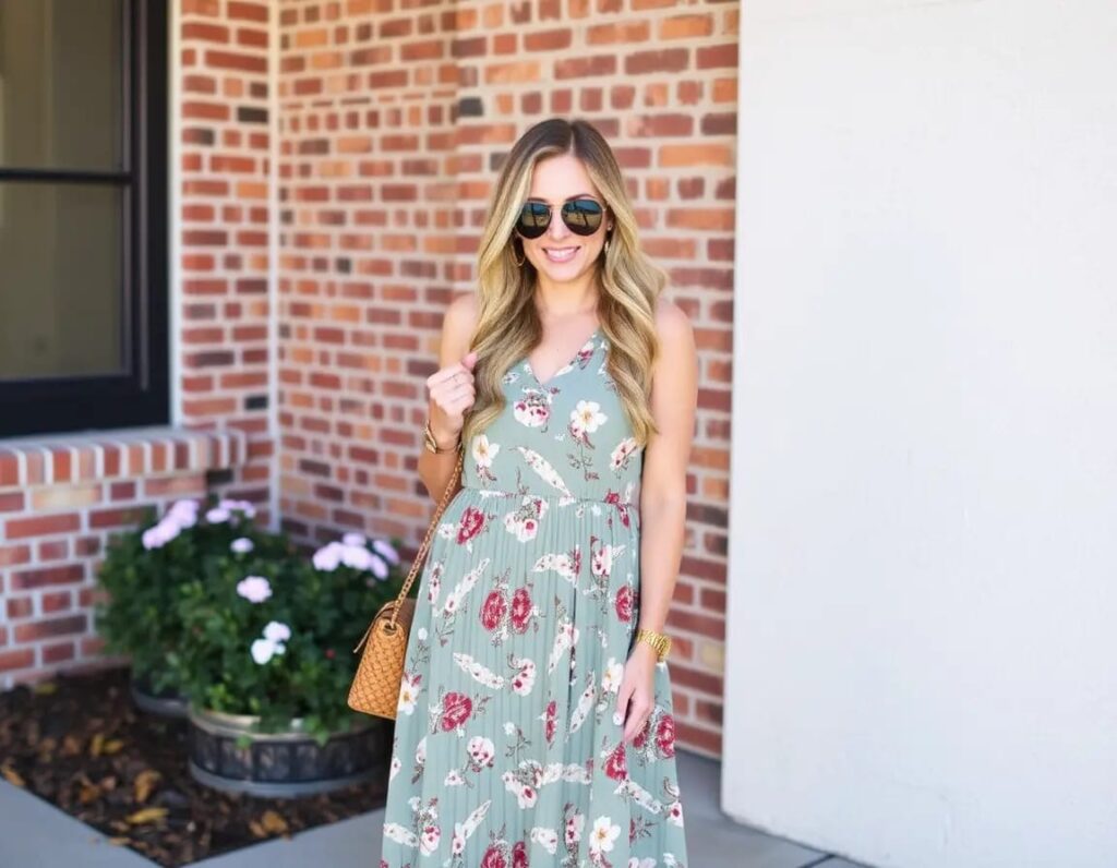 charming women look in maxi dress