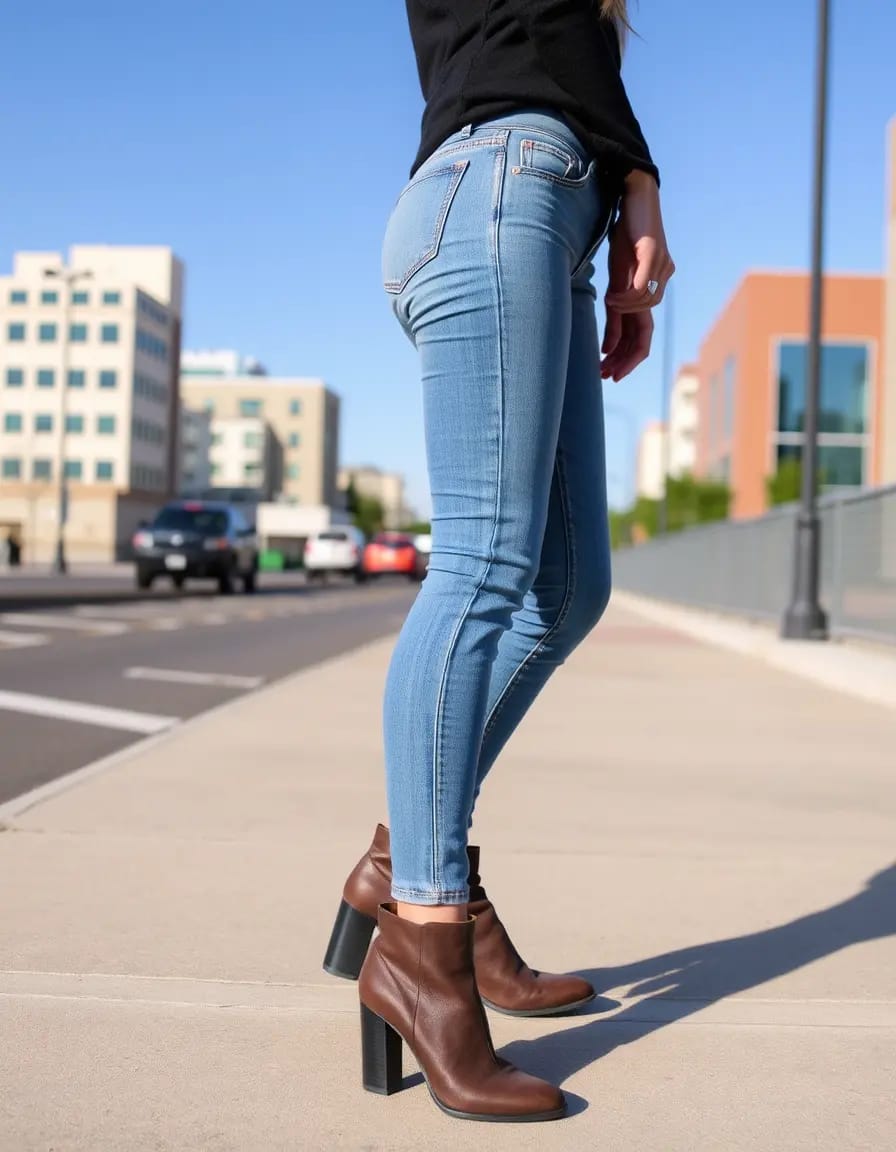 Simple woman look in jeans