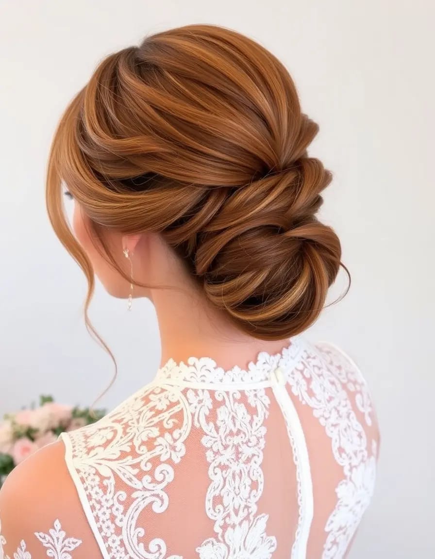 simple bride look in half bun hairstyle