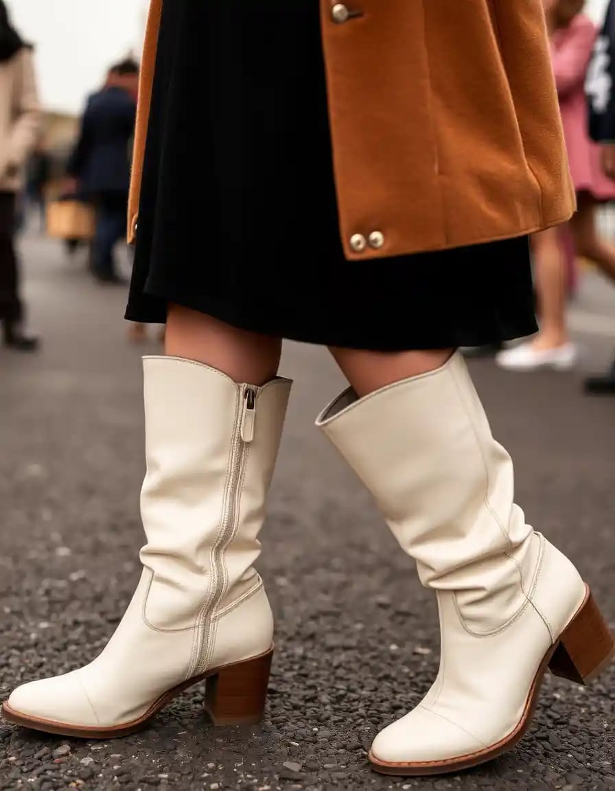 woman look in ivory boots