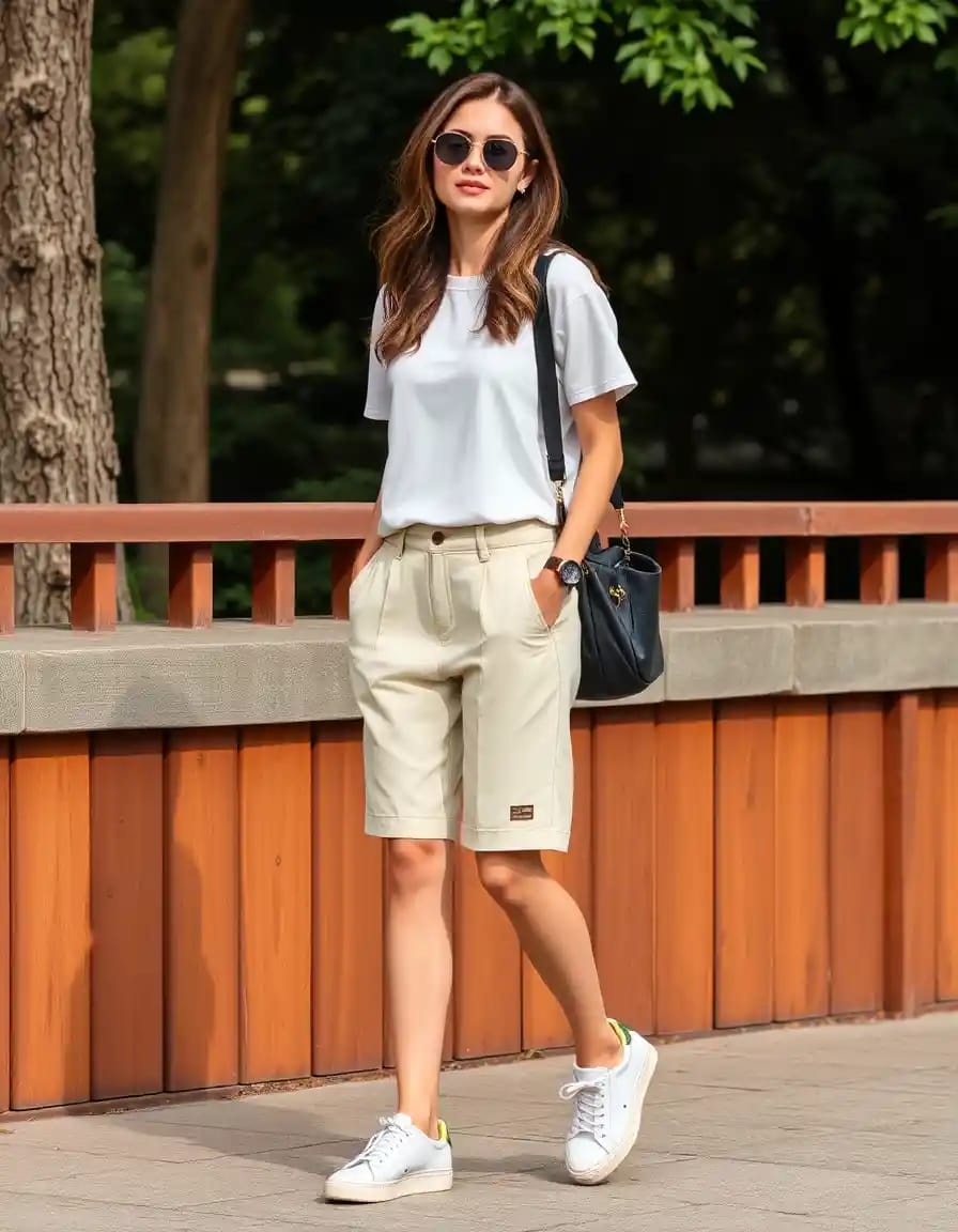 simple woman street look