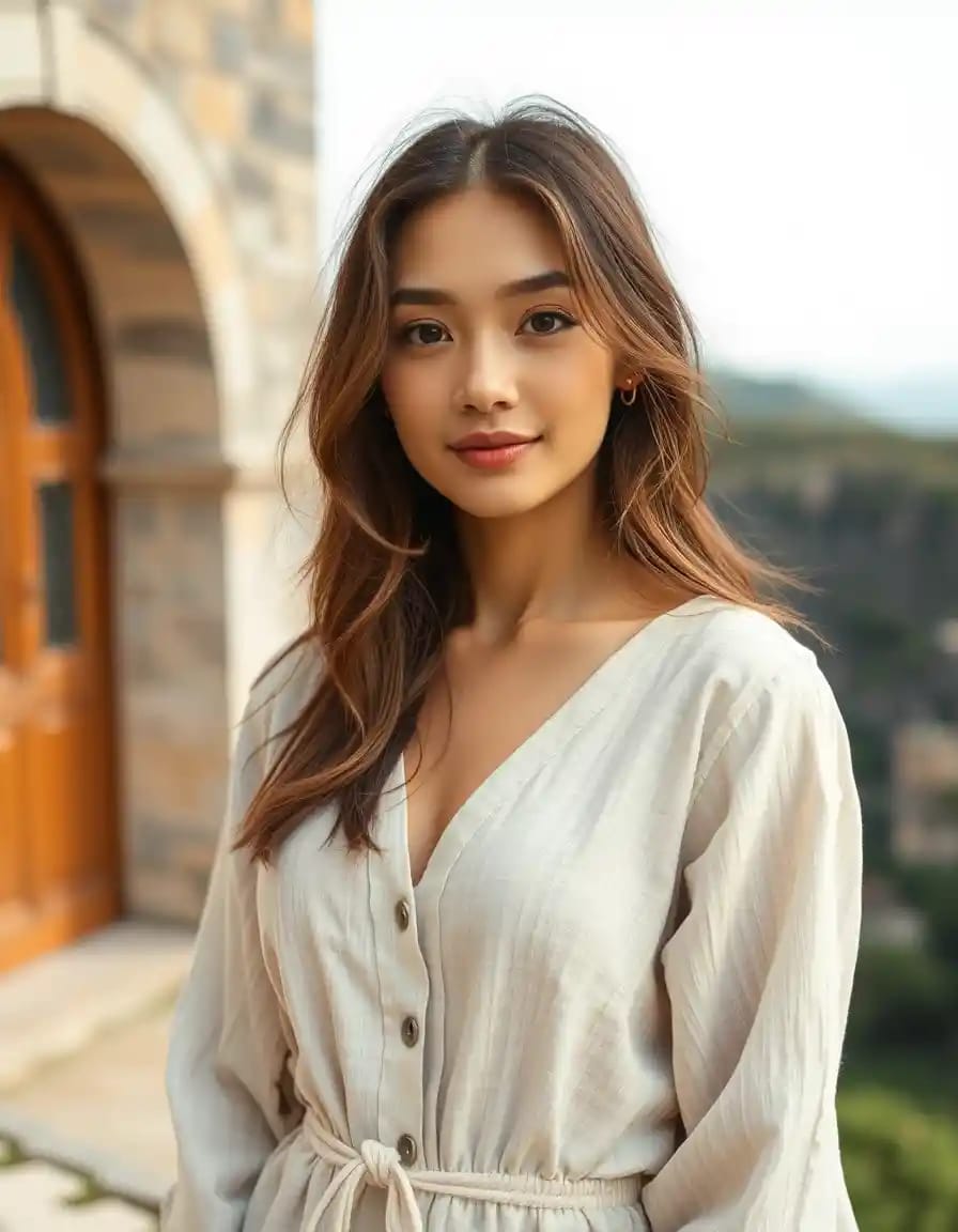 simple young woman look