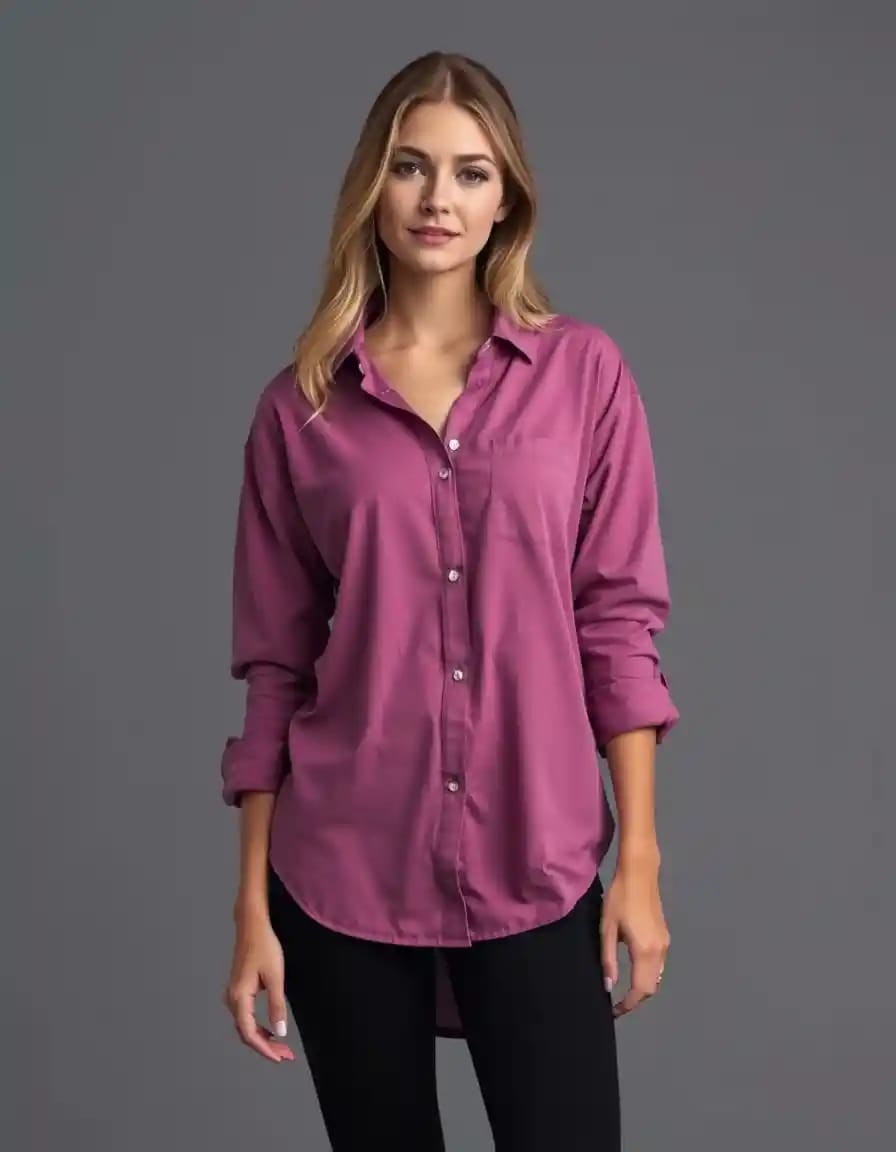 young woman look in long shirts with leggings
