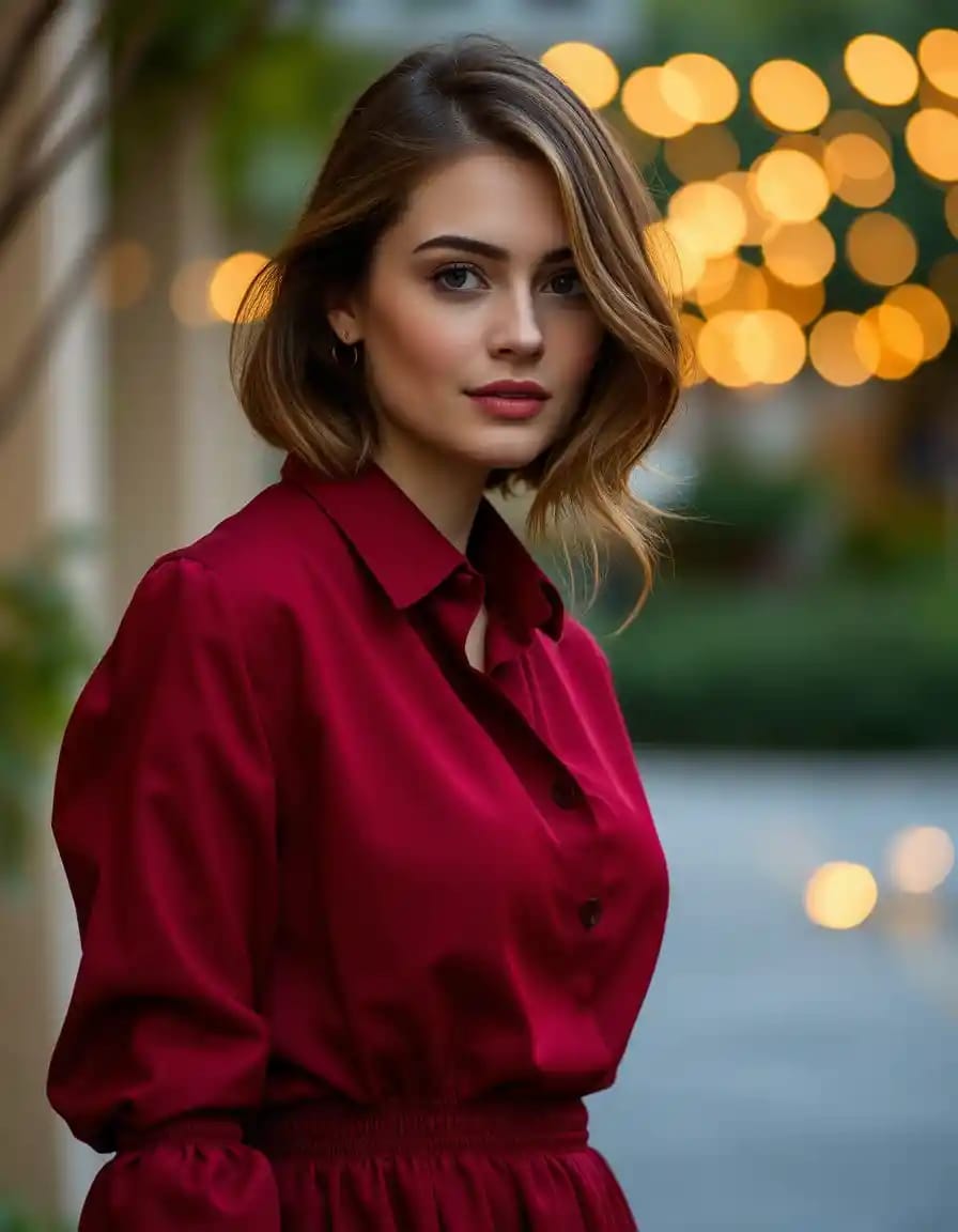 modern woman look in shirt dress