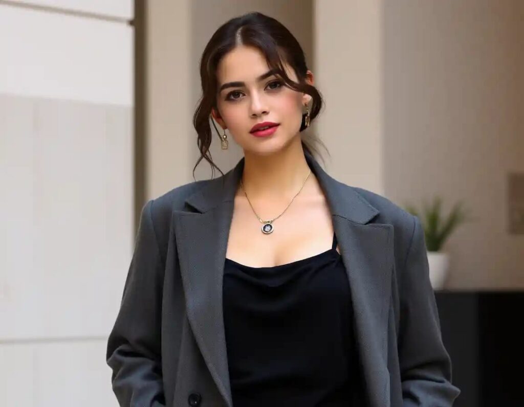 modern woman look in slip dress