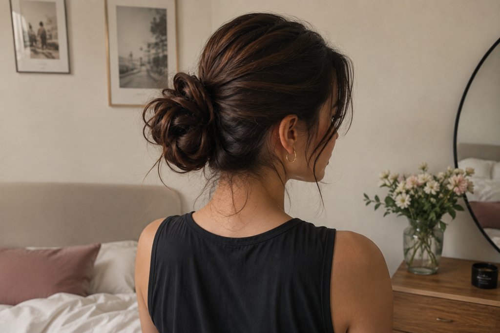 Young woman look in bad day hairstyle