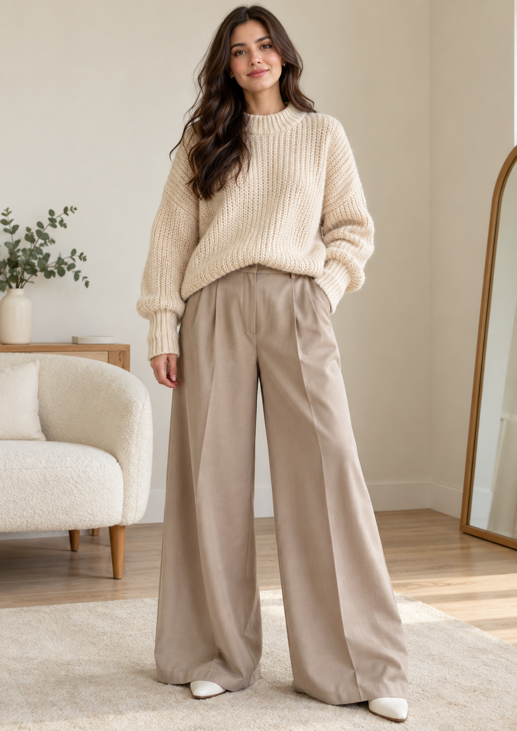 Woman look in chunky sweater